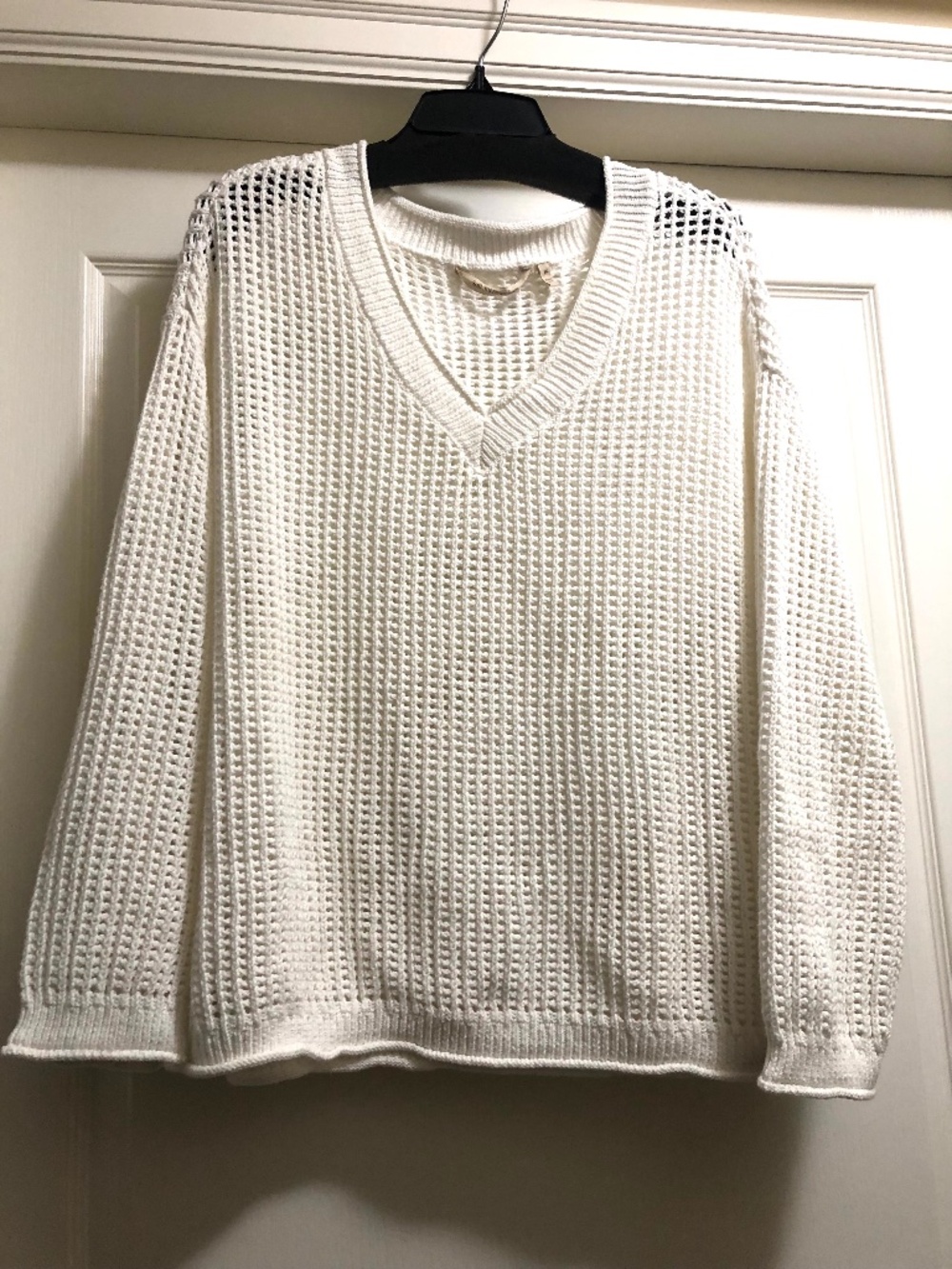 White 1X women’s cotton summer sweater open weave